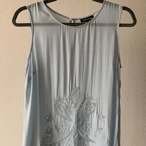 💙 Warehouse Light Blue Embroidered Sleeveless Top – Light & Airy! ✨